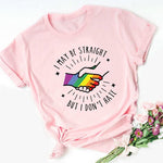 Tee-shirt LGBT Hétéro Solidaire rose