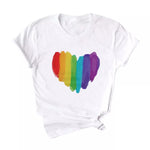 T shirt coeur arc-en-ciel LGBT