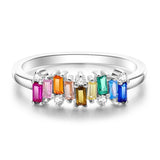 Bague LGBTQIA+ pierre Arc-en-Ciel en Argent 925