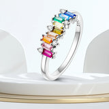Bague LGBTQIA+ pierre Arc-en-Ciel en Argent 925