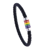 Bracelet LGBT en cuir tressé