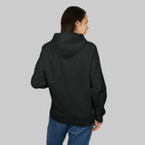 Dos du sweat à capuche noir en coton biologique, sans impression