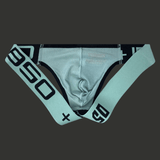 Jockstrap vert d’eau avec bandes larges, coupe taille basse, lingerie masculine graphique