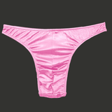 String pour homme en satin rose clair, taille basse, sous-vêtement masculin à l’esthétique douce et visible