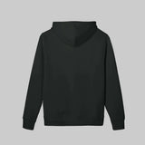 Dos du sweat à capuche noir en coton biologique, sans impression