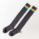 Chaussettes hautes genoux bande LGBT grises