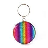 sac LGBT shinny clutch rond rainbow