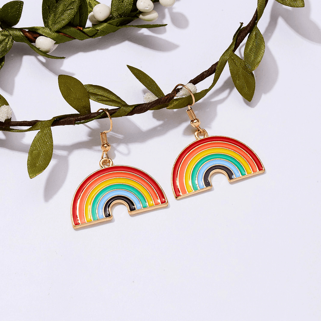Boucles D'Oreilles Arc-en-Ciel Pour Couple Homosexuel - Sans Percage Acier Inoxydable