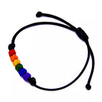 bracelet LGBT réglable et noué arc en ciel.
