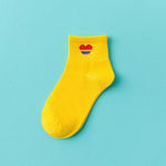 chaussettes LGBT petit coeur arc en ciel jaune