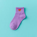 chaussettes LGBT petit coeur arc en ciel violet