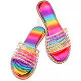 chaussure LGBT claquette multicolore strass