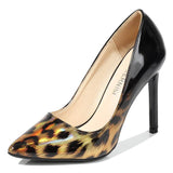 chaussures drag-queen en cuir verni leopard nude