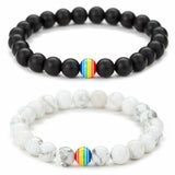 Bracelet noir et blanc arc-en-ciel multicolore LGBT 